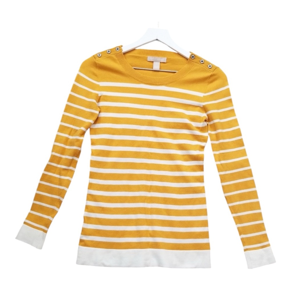 Banana Republic Yellow and White Striped Sweater